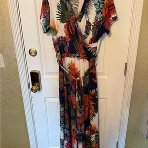 French Atmosphere Leaf Print Dress